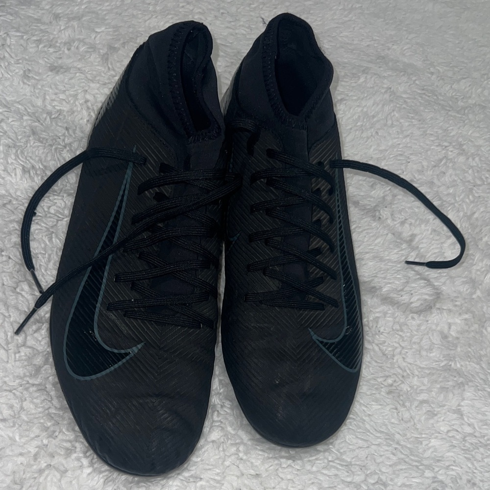 Nike Black Soccer Cleat with Teal Swoosh